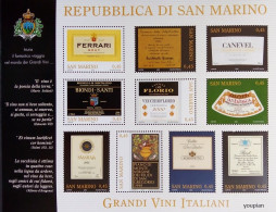 San Marino 2005, Italian Wines, MNH S/S - Neufs