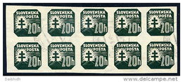 SLOVAKIA 1939 Newspaper 20 H. With Watermark, Used Block Of 10.  Michel 61y - Usados