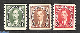 Canada 1937 Definitives 3v, Coil Stamps, Mint NH - Unused Stamps
