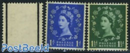 Great Britain 1957 Definitives Phosphor 3v (with Black Lines On Back), Mint NH - Unused Stamps