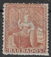 Barbados Mh * 1865 Brown Red 190 Euros Signed - Barbados (...-1966)