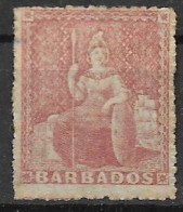 Barbados Mint No Gum 1861 Brown Rose/pink (120 Euros) - Barbados (...-1966)