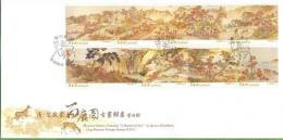 FDC Taiwan 2008 Ancient Chinese Painting Stamps- Hundred Deer Pine Forest Mount Falls Waterfall - FDC