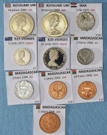 Various Countries • 10 Different Coins In UNC Condition (2) • (UK - Irak - Virgin Islands - Madagascar) • [24-157] - Collections & Lots