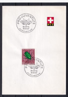 Pro Juventute Zumst. 171 / Mi. 651 Schweiz 1957 - Rosenkäfer (Cetonia Aurata) Auf Rose - PTT Faltblatt ET-Sonderstempel - Briefe U. Dokumente