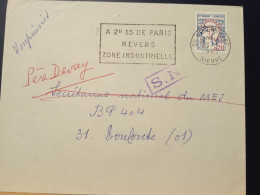 Marianne De Cocteau 1282 Sur Lettre, Nevers Gare Nièvre Le 23/1/1967 - 1961 Marianni Di Cocteau