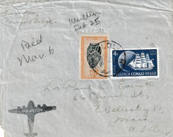 1949 DILOLO BELGIAN CONGO / CONGO BELGE LETTER WITH COB 291+297 FROM DILOLO TO WELLESLEY (USA) - Lettres & Documents