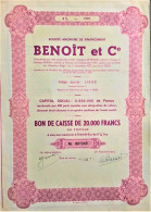 Benoit Et C° - Bon De Caisse De 20,000 Francs - Liege  1971 - Bank En Verzekering
