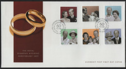 Guernsey 2007 FDC Sc 946-951 QEII, Prince Philip Diamond Anniversary - Guernesey