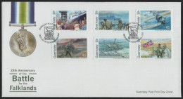 Guernsey 2007 FDC Sc 926-931 Soldiers, Ship, Planes Battle Of The Falklands - Guernesey
