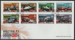 Guernsey 2007 FDC Sc 938-945 British Formula 1 Race Car Champions - Guernesey