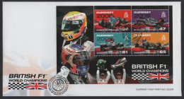 Guernsey 2011 FDC Sc 1145a British Formula 1 World Champions Sheet - Guernesey