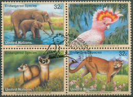 UNO New York 1997 Gefährdete Tiere Elefant Kakadu Puma 732/35 ZD Gestempelt - Used Stamps