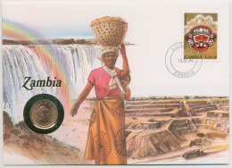Sambia 1992 Bergbau Wasserfall Numisbrief 2 Ngwee (N340) - Zambie