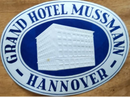 Germany Hannover Grand Hotel Mussmann Hotel Label Etiquette Valise - Etiquettes D'hotels