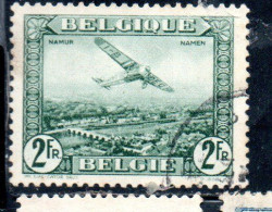 BELGIQUE BELGIE BELGIO BELGIUM 1930 AIR POST MAIL STAMP AIRMAIL FOKKER FVII/3m OVER NAMUR 2fr USED OBLITERE' USATO - Usados