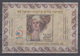 ISRAEL 1998 98 WORLD STAMP EXHIBITION YOUNG WOMAN MOSAIC ZIPPORI S/SHEET - Blocchi & Foglietti