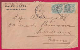 CHINE CHINA SHANGHAI 1914 TYPE MOUCHON POUR BORDEAUX LETTRE - Storia Postale