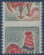 Coq De DECARIS N°1331A (  ) 0.30c Variété De Piquage Tres à Cheval Les Variétés Sur Cette Valeur Sont Rares - 1962-1965 Cock Of Decaris