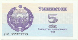 UZBEKISTAN - 5 SUM - 1992 ( 1993 ) - Pick 63 - Unc. - Serie EA - Usbekistan