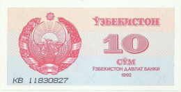 UZBEKISTAN - 10 SUM - 1992 ( 1993 ) - Pick 64 - Unc. - Serie KB - Usbekistan