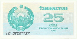 UZBEKISTAN - 25 SUM - 1992 ( 1993 ) - Pick 65 - Unc. - Serie ME - Usbekistan