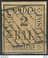 1859 Romagne 2 Bajocchi Giallo Arancio Cancelled Sassone 3 - Romagne