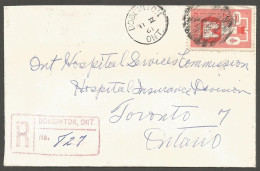 1961 Registered Cover 25c Chemical CDS Dobbington Ontario To Toronto Guelph Barrel - Historia Postale
