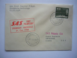 Avion / Airplane / SAS - SCANDINAVIAN AIRLINES SYSTEM / Douglas DC-7C / 1st Polar Flight Stockholm -Anchorage - Cartas & Documentos