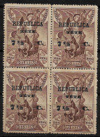 TETE 1913 Portuguese Africa Postage Stamps Overprinted REPUBLICA TETE 7½/75C/R BLOCK MNH (NP#72-P07-L9) - Tete