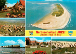 73716026 Juist Nordseebad Fliegeraufnahme Im Loog Inselbahn Kurplatz Badestrand  - Juist