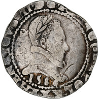 France, Henri III, Franc Au Col Plat, 1580, Bayonne, Argent, TB, Gadoury:496 - 1574-1589 Henri III