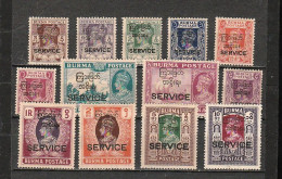 BURMA-MYANMAR STAMP 1947 ISSUED INTERIM GOV SERVICE COMPLETE SET, MNH - Myanmar (Birma 1948-...)