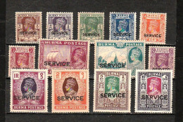 BURMA-MYANMAR STAMP 1946 ISSUED KGVI SERVICE SERVICE COMPLETE SET, MNH - Myanmar (Birmanie 1948-...)