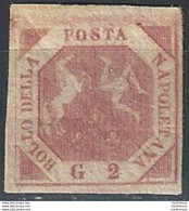 1858 Napoli 2 Grana Rosa Carminio 1v. MNH Sassone N. 5d - Napels