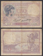 Frankreich - France - 5 Francs Banknote 6-4-1933 Pick 72e VG (5)   (29175 - Autres & Non Classés