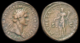 Domitian AE As Moneta Standing Left - La Dinastía Flavia (69 / 96)