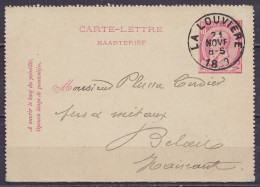Carte-lettre 10c (N°46) Càd LA LOUVIERE /21 NOV 1889 Pour BELOEIL (au Dos: Càd Arrivée BELOEIL) - Cartes-lettres