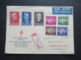 Belgien 1955 Tuberkulose Mi.Nr.1028 - 1034 Satzbrief Umschlag / FDC Antituberculeux Einschreiben Eupen 1 - Briefe U. Dokumente