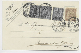 TUNISIE 1CX3+2C CARTE TUNIS REGENCE DE TUNIS 27.5.1903 - Covers & Documents