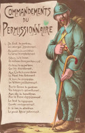 FANTAISIES - Hommes - Un Militaire - Un Poème - Commandements Du Permissionnaire - Carte Postale Ancienne - Men