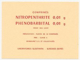 Buvard  16 X 12 Laboratoires SUBSTANTIA Nitropenthrite  Phenobarbital - Drogerie & Apotheke