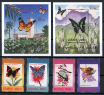 Uganda 2219-2222, Klb., Block 321-322 Postfrisch Schmetterling #JT875 - Uganda (1962-...)