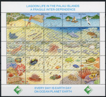 Palau Inseln ZD Bogen Mit 370-394 Postfrisch Fische #JE644 - Palau