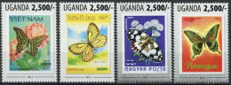Uganda Einzelmarken 3127-3130 Postfrisch Schmetterling #HF388 - Uganda (1962-...)