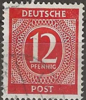 GERMANY 1946 Numeral - 12pf - Red FU - Gebraucht