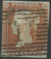 GB QV 1d Redbrown Unplated (DI) Almost 4 Margins (small Gaps In Upper Right Corner Frameline), VFU With SCOTTISH Numeral - Gebruikt