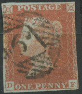 GB QV 1d Redbrown Unplated (DF) Almost 4 Margins, VFU With London Numeral „6“ - Used Stamps