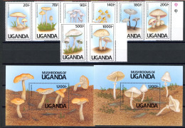 Uganda 950-957 + Bl. 146-147 Postfrisch Pilze #JR650 - Uganda (1962-...)