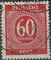 GERMANY 1946 Numeral -  60pf. - Red FU - Afgestempeld